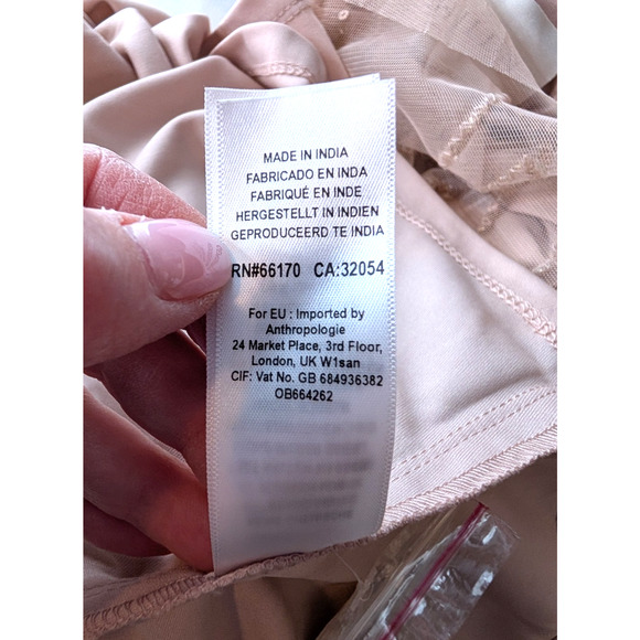 BHLDN Anthropologie Blaise Blush Pink Sheer Chiffon Beaded Maxi Dress Size 2 - Picture 15 of 16
